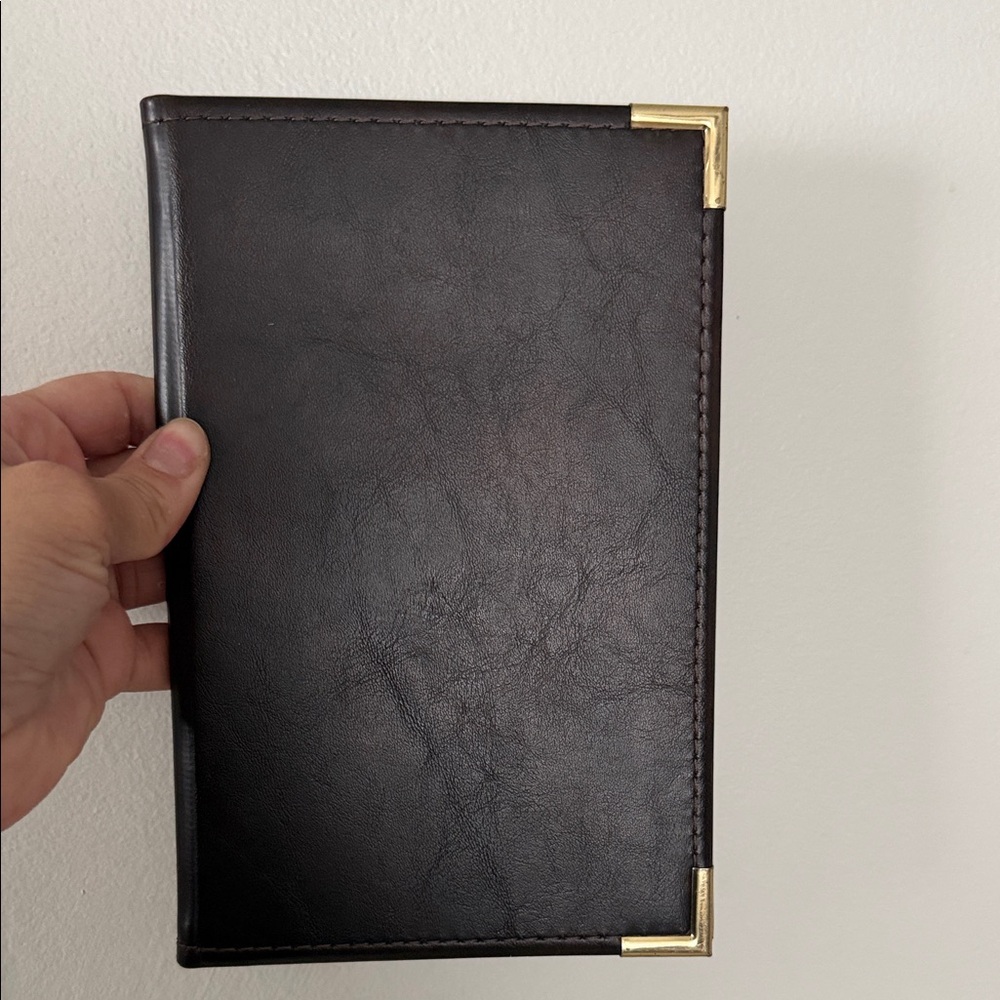 Elegant Brown Leather Portfolio with Gold Accents